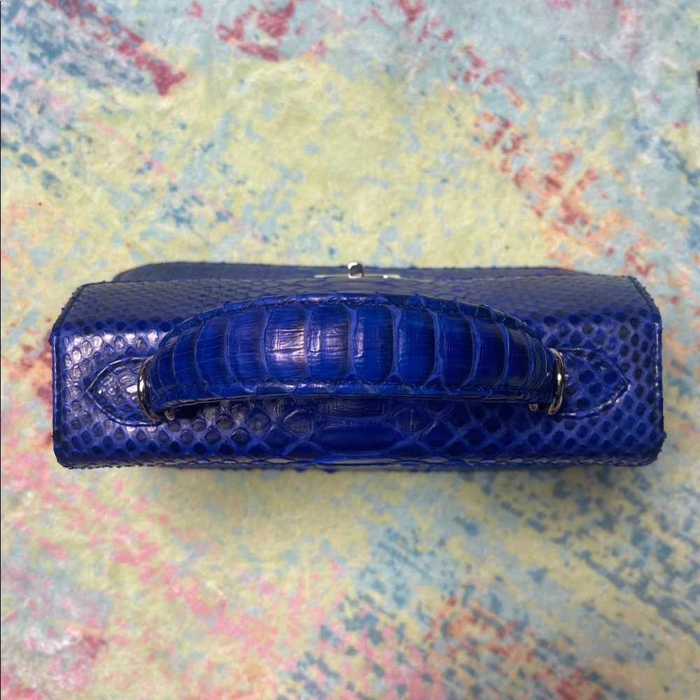 Exotic Python Chic Blue Snakeskin Satchel - image 6
